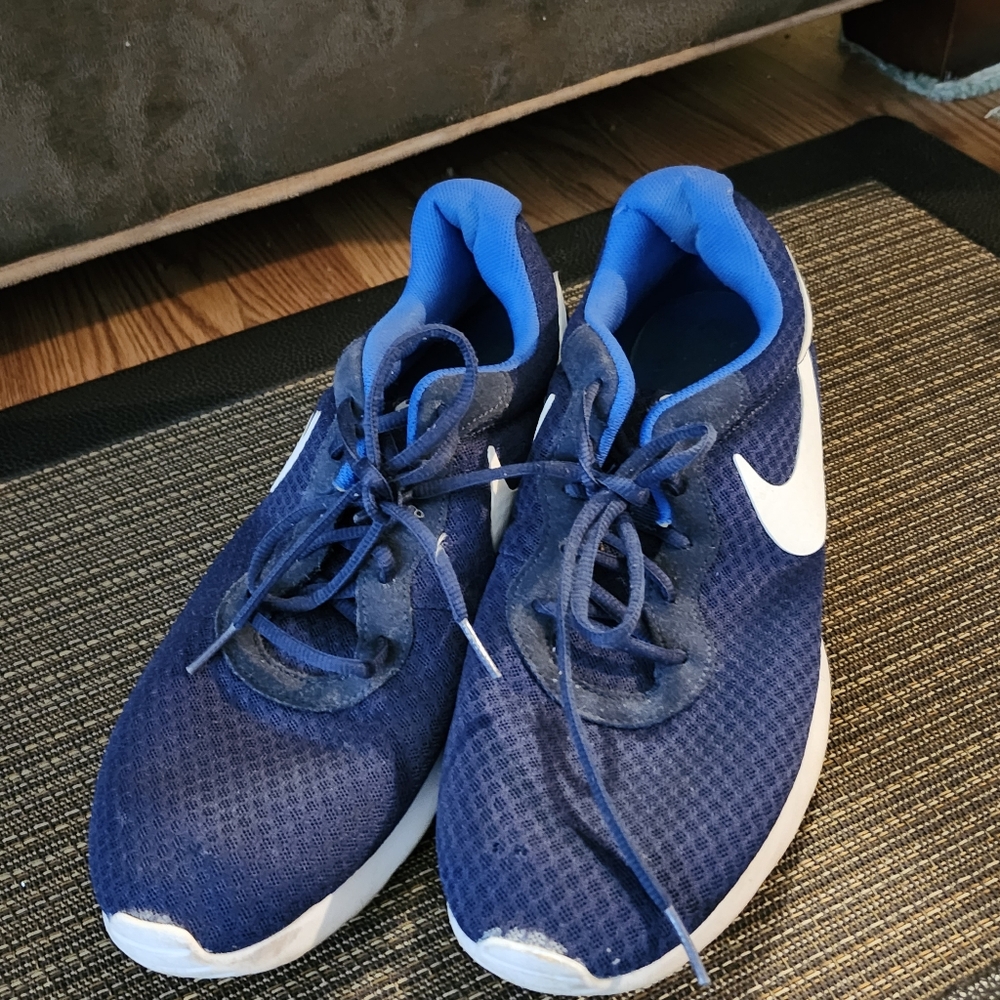 Blue Athletic Sneakers with White Swoosh